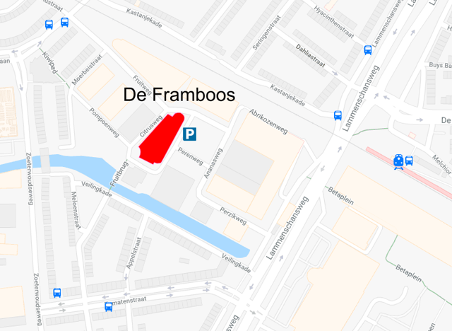 Locatie Framboos bedrijfsverzamelgebouw in Leiden