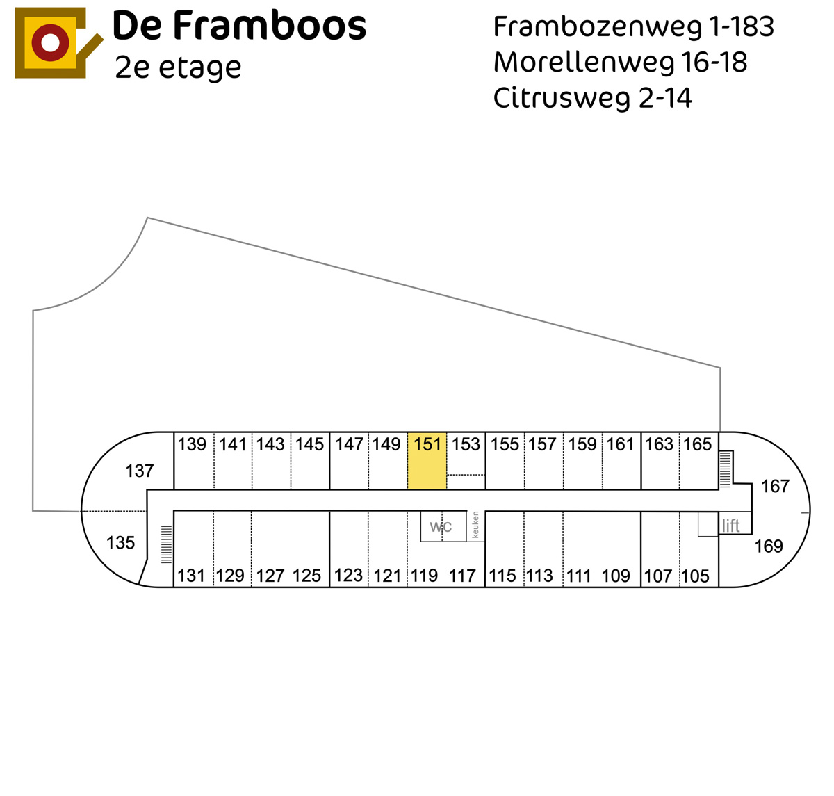 Plattegrond Frambozenweg 151 Leiden