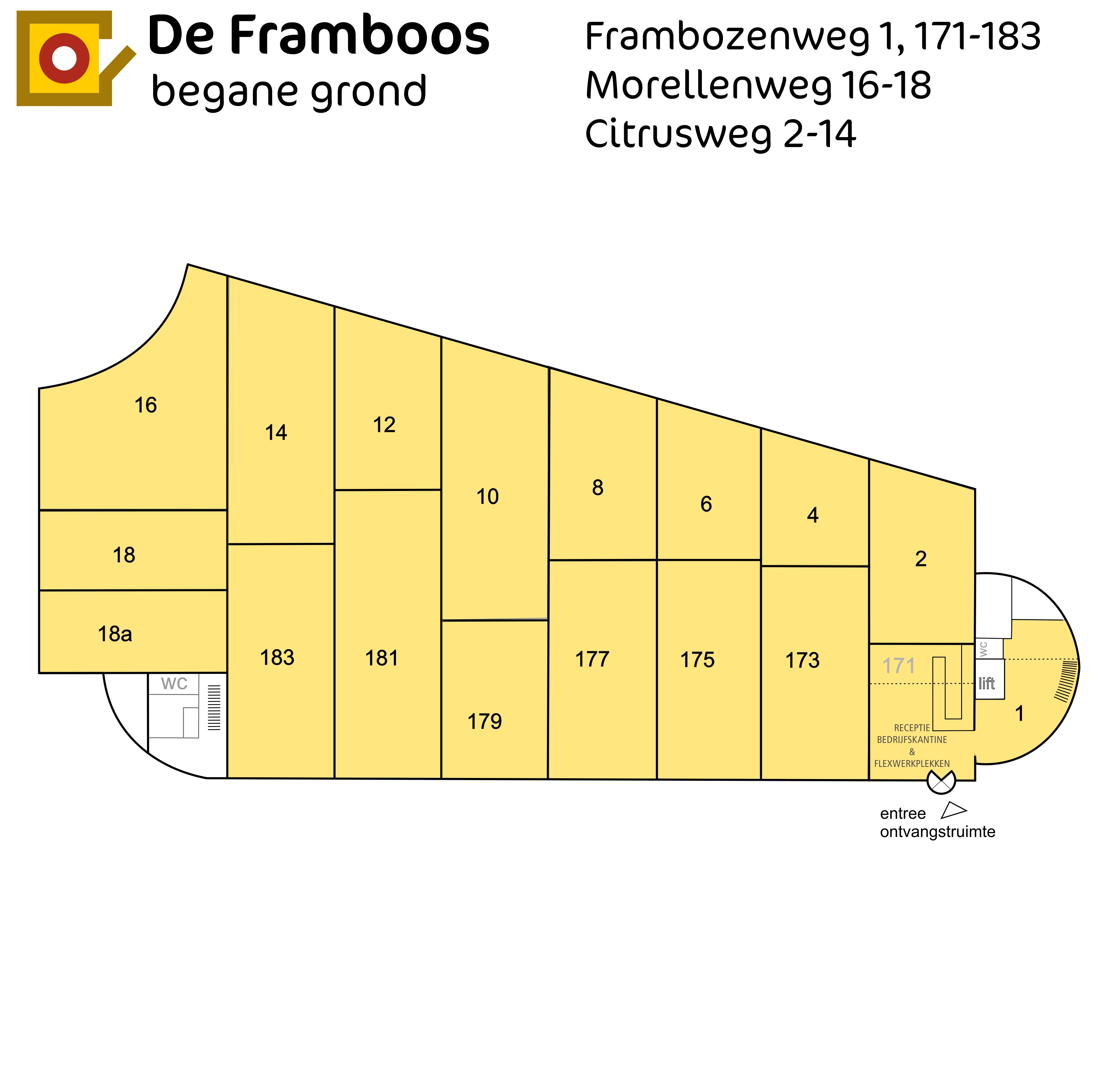 plattegronden van Bedrijfsverzamelgebouw De Framboos