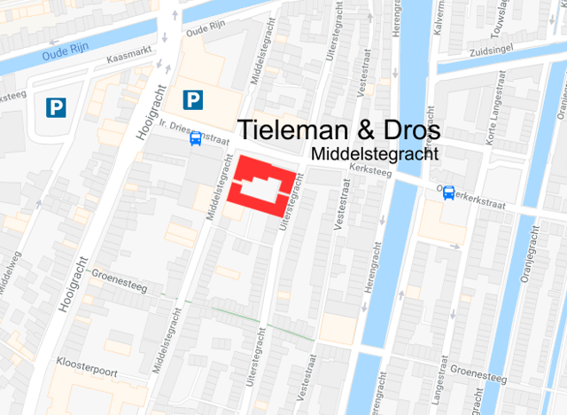 Locatie Tieleman en Dros bedrijven centrum in Leiden