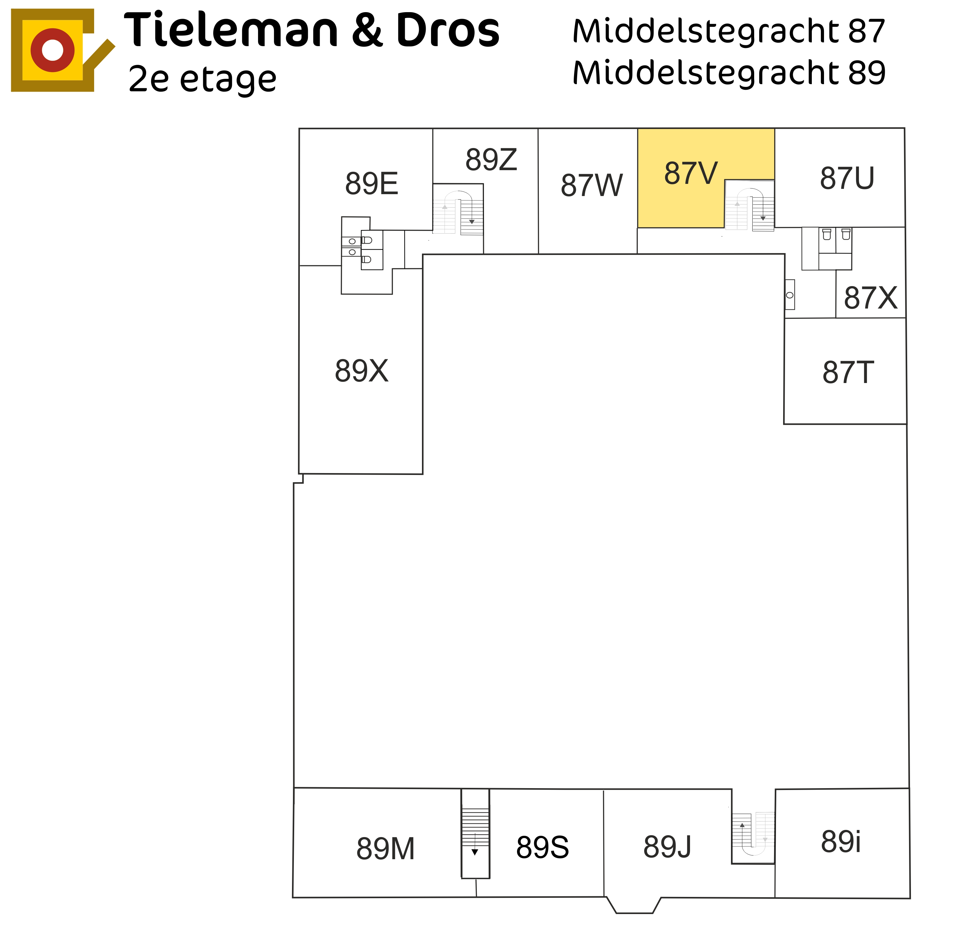 Plattegrond Middelstegracht 87V Leiden