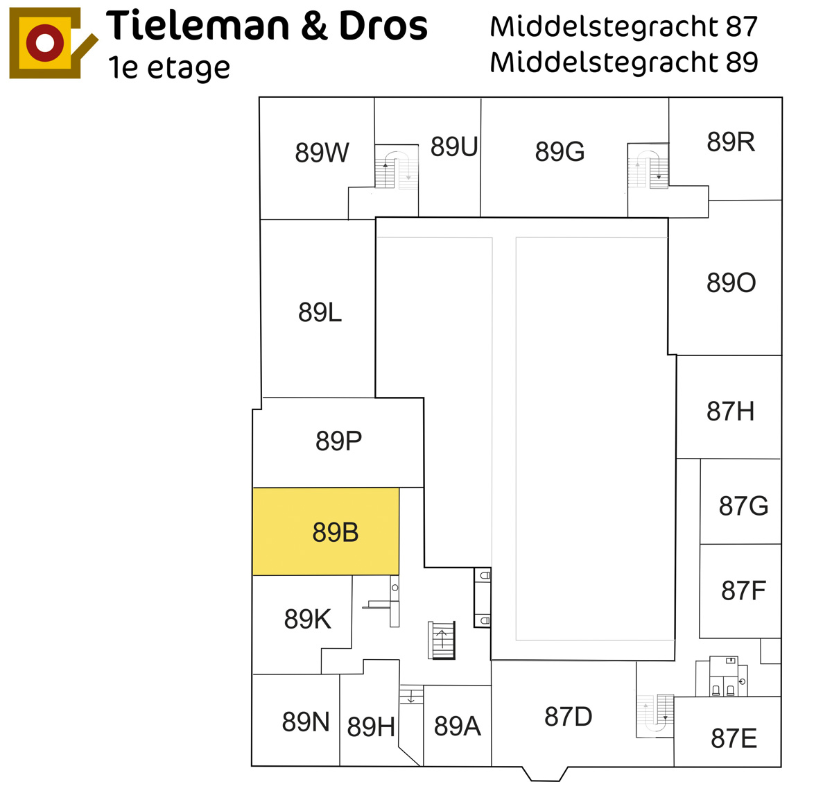 Plattegrond Middelstegracht 89B Leiden