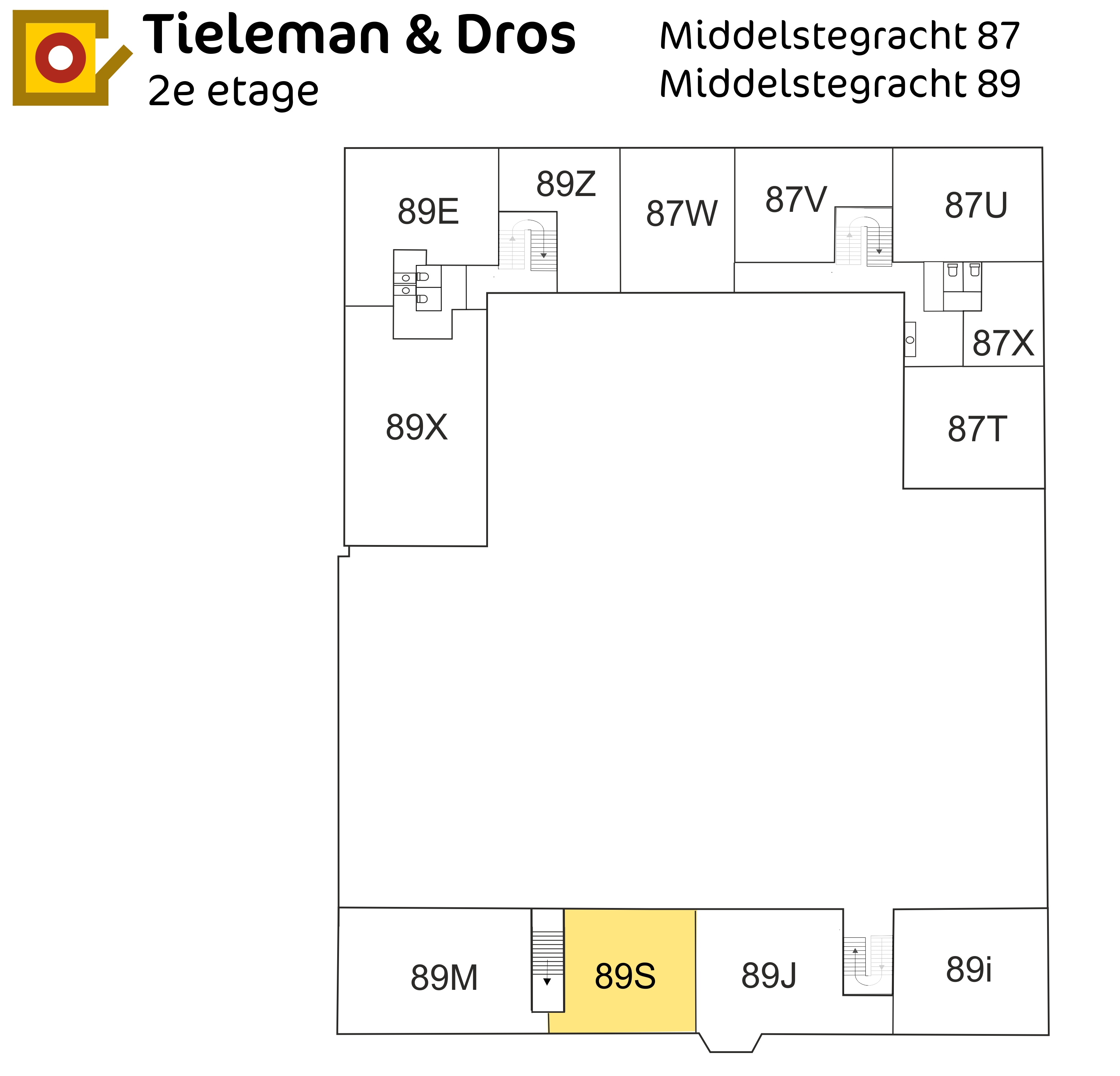 Plattegrond Middelstegracht 89S Leiden
